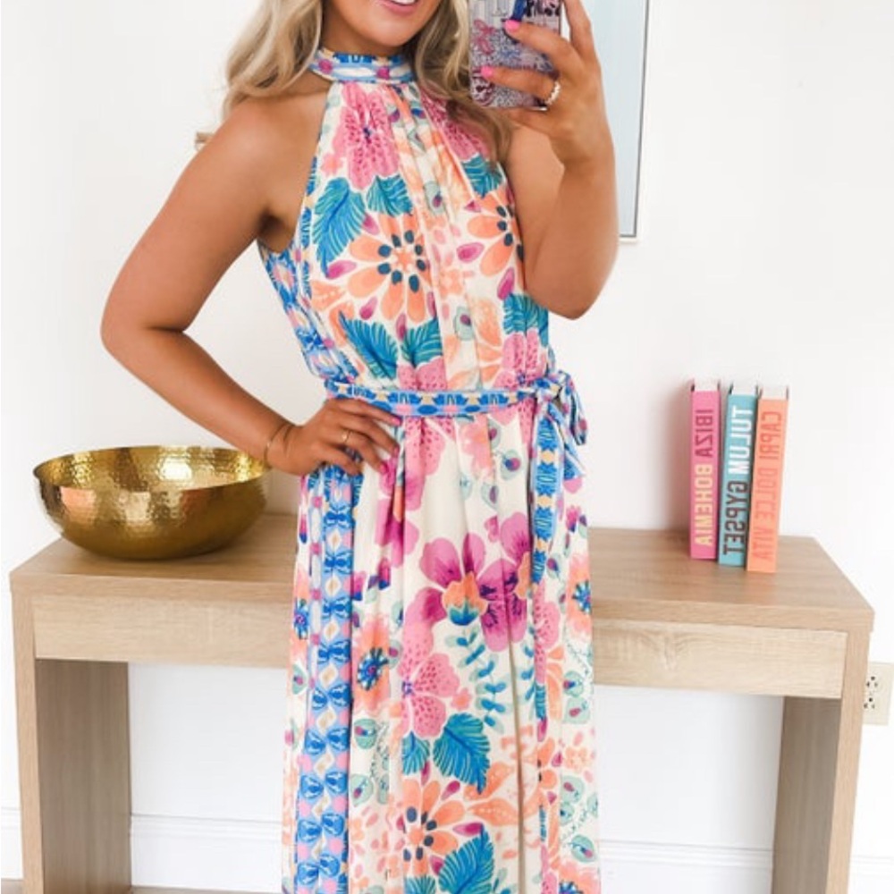 Floral Halter Maxi Dress